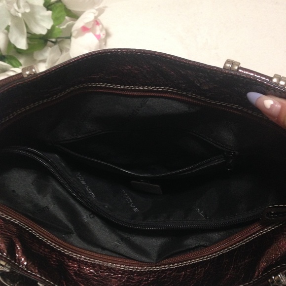 NUOVEDIVE Italian BRONZE BROWN Shiny Genuine LEATHER SHOULDER BAG - Picture 7 of 15